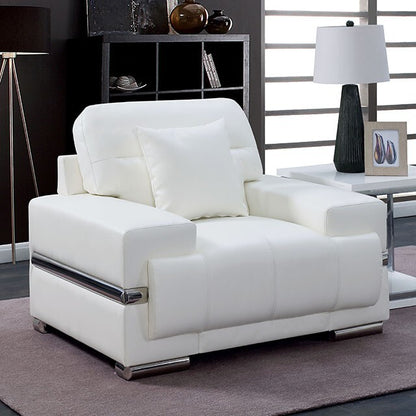  Furniture of America Zibak Stationary Leather Look Chair CM6411WH-CH IMAGE 2