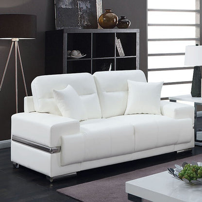  Furniture of America Zibak Stationary Leather Look Loveseat CM6411WH-LV IMAGE 2