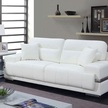  Furniture of America Zibak Stationary Leather Look Sofa CM6411WH-SF IMAGE 3