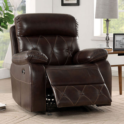  Furniture of America Dusseldorf Power Leatherette Recliner CM6461-CH-PM IMAGE 1