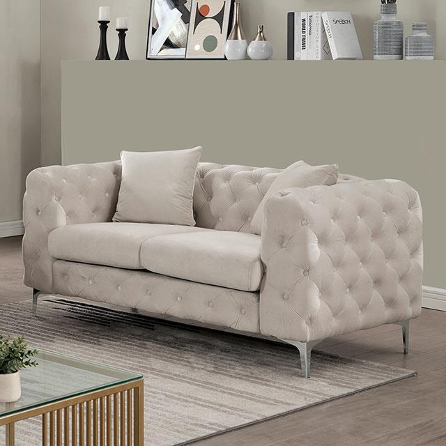  Furniture of America Sapphira Stationary Fabric Loveseat CM6498BG-LV-PK IMAGE 1