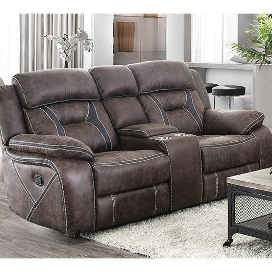  Furniture of America Flint Reclining Leather Look Loveseat CM6565-LV IMAGE 1