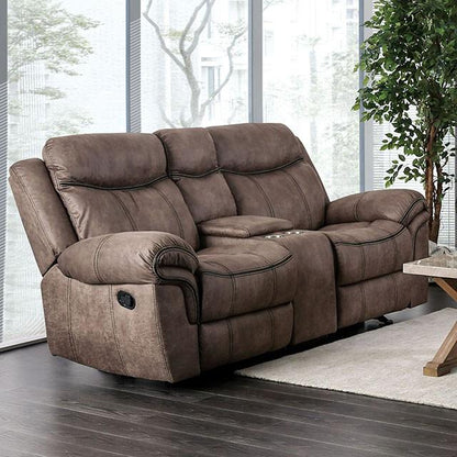  Furniture of America Celia Reclining Leather Look Loveseat with Console CM6583-LV IMAGE 10