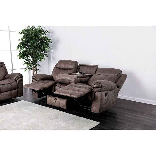  Furniture of America Celia Reclining Leather Look Loveseat with Console CM6583-LV IMAGE 2