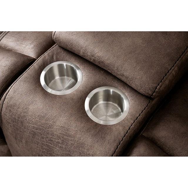  Furniture of America Celia Reclining Leather Look Loveseat with Console CM6583-LV IMAGE 5