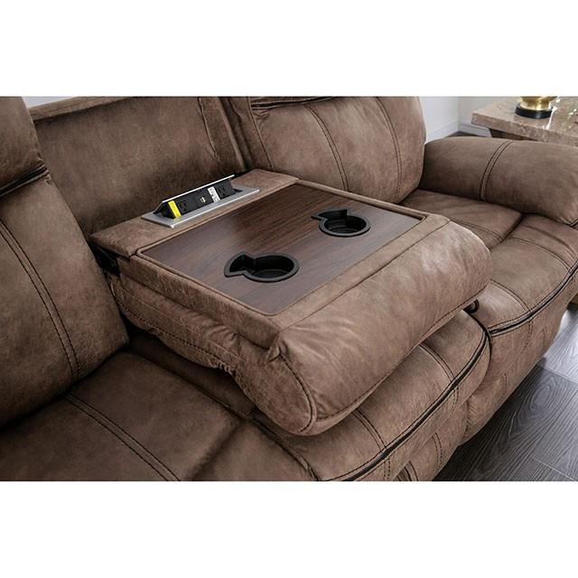  Furniture of America Celia Reclining Leather Look Loveseat with Console CM6583-LV IMAGE 8