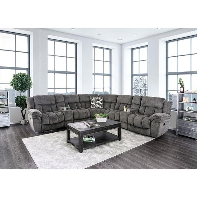  Furniture of America Irene Reclining Fabric Sectional CM6585GY-SECT IMAGE 4