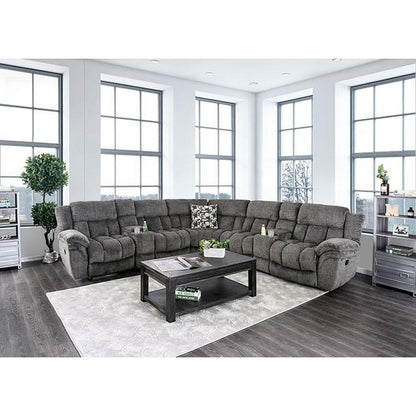  Furniture of America Irene Reclining Fabric Sectional CM6585GY-SECT IMAGE 4