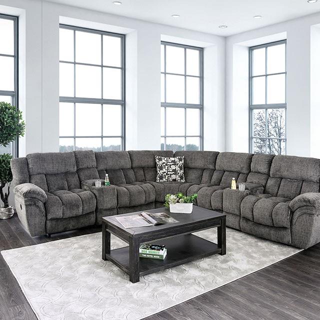  Furniture of America Irene Reclining Fabric Sectional CM6585GY-SECT IMAGE 8