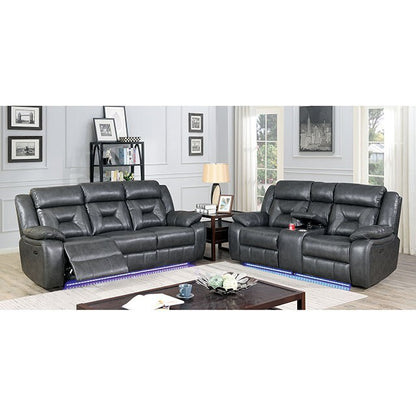  Furniture of America Marnie Power Reclining Leather Look Loveseat CM6641GY-LV-PM IMAGE 2