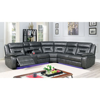  Furniture of America Omeet Power Reclining Leather Look Sectional CM6642GY-SECT-PM IMAGE 2