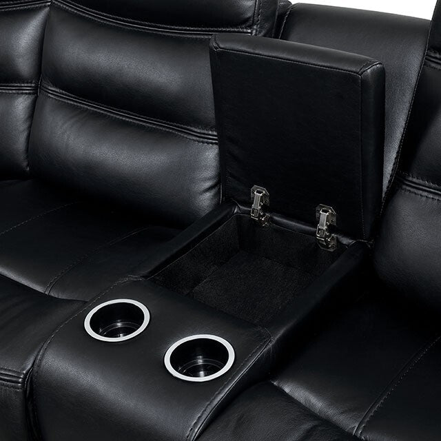  Furniture of America Cavan Leather Sectional CM6650BK-SECT IMAGE 2