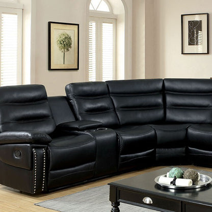  Furniture of America Cavan Leather Sectional CM6650BK-SECT IMAGE 4