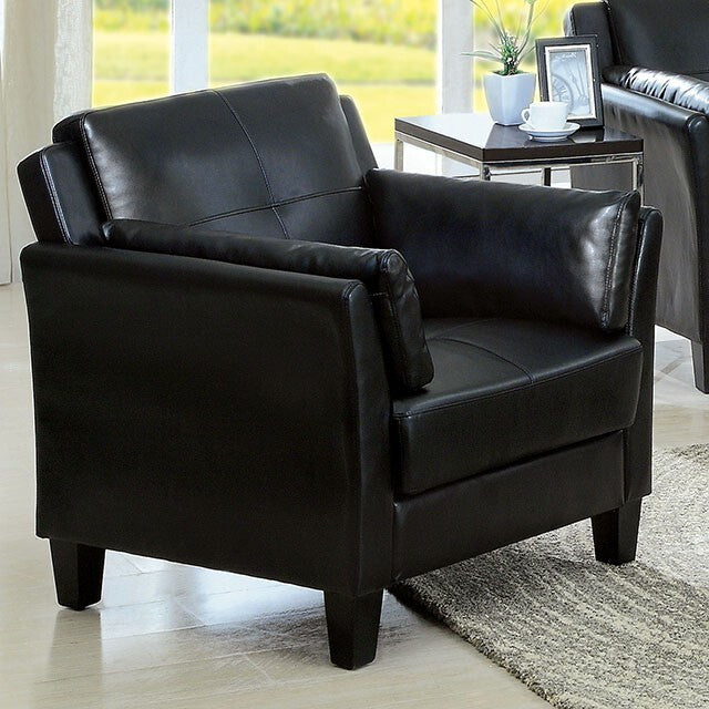  Furniture of America Pierre Stationary Leather Look Chair CM6717BK-CH-PK IMAGE 1
