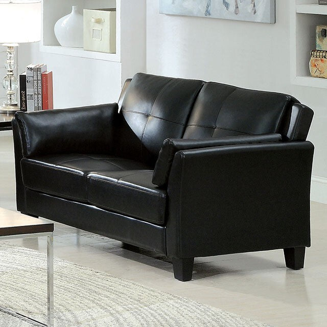  Furniture of America Pierre Stationary Leather Look Loveseat CM6717BK-LV-PK IMAGE 1