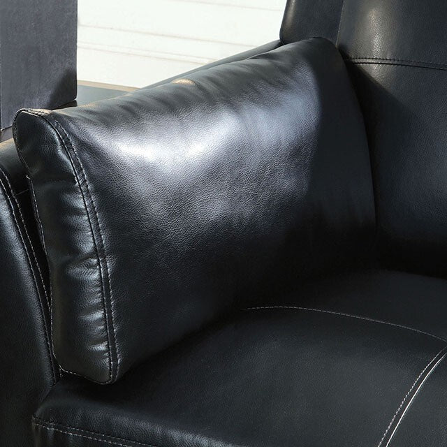  Furniture of America Pierre Stationary Leather Look Loveseat CM6717BK-LV-PK IMAGE 2