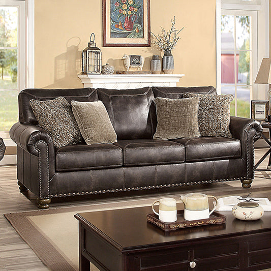  Furniture of America Bemus Stationary Leather Look Sofa CM6731DB-SF IMAGE 1