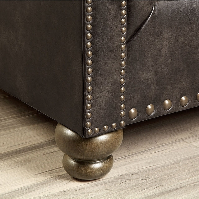  Furniture of America Bemus Stationary Leather Look Sofa CM6731DB-SF IMAGE 5