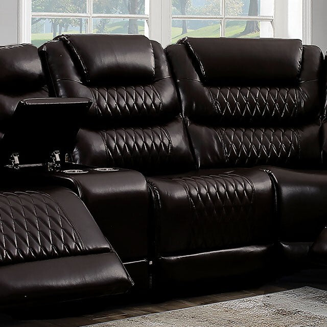  Furniture of America Mariah Power Leather Look Recliner CM6895BR-AC-R IMAGE 1
