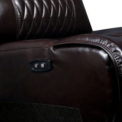 Furniture of America Mariah Power Reclining Leather Look Sectional CM6895BR-SECT+AC IMAGE 3