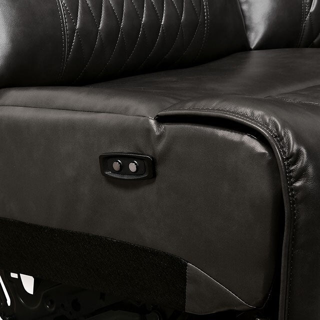  Furniture of America Mariah Power Reclining Leather Look Sectional CM6895GY-SECT+AC IMAGE 4