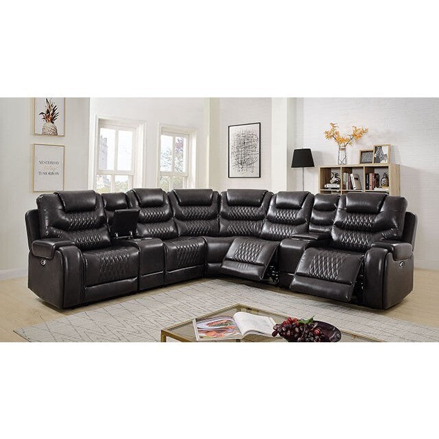  Furniture of America Mariah Power Reclining Leather Look Sectional CM6895GY-SECT IMAGE 2