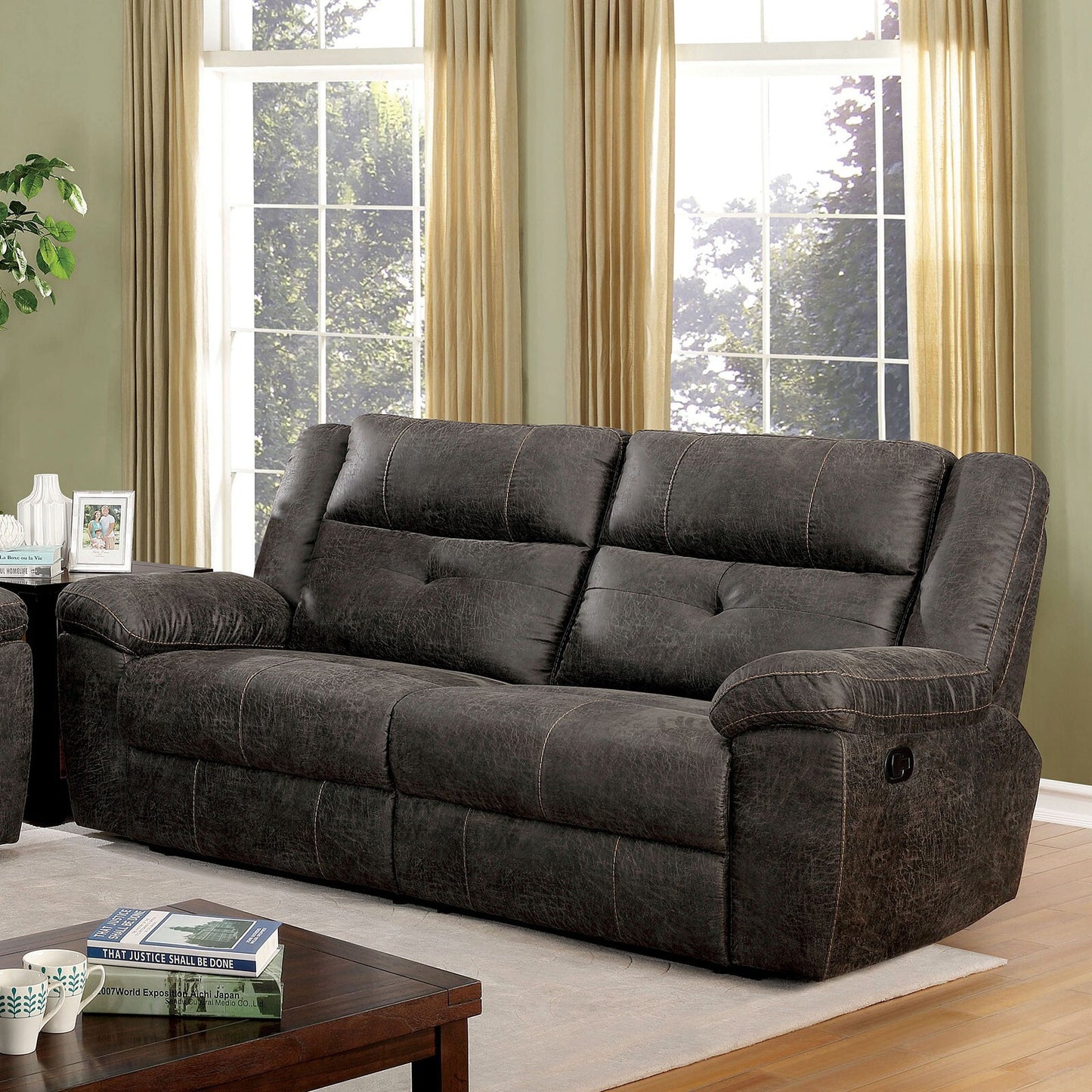  Furniture of America Chichester Reclining Leather Look Sofa CM6943-SF IMAGE 1