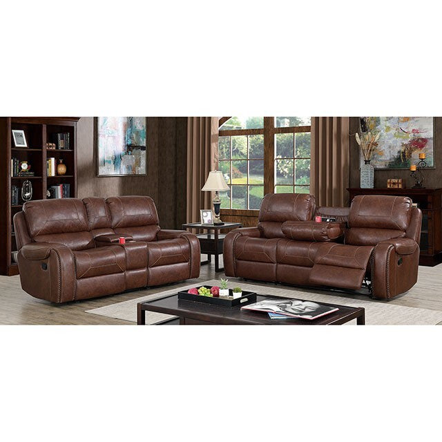  Furniture of America Walter Reclining Leather Look Sofa CM6950BR-SF IMAGE 2
