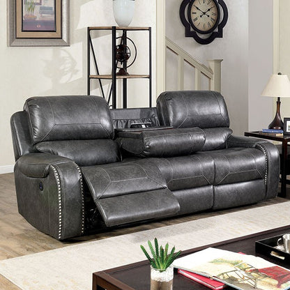  Furniture of America Walter Power Reclining Leather Look Sofa CM6950GY-SF-PM IMAGE 1