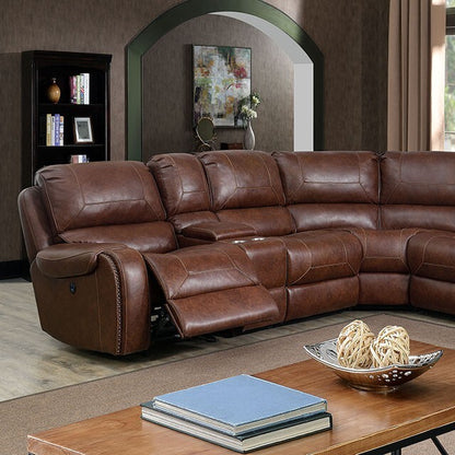 Furniture of America Joanne Power Reclining Leather Look Sectional CM6951BR-PM-SECT IMAGE 1
