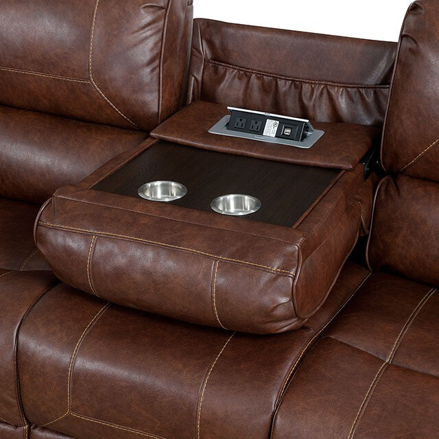  Furniture of America Joanne Reclining Leather Look Sectional CM6951BR-SECT IMAGE 6