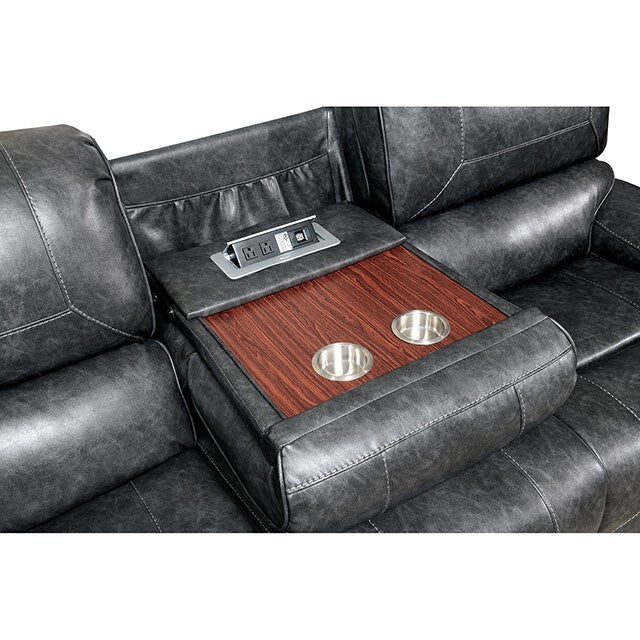  Furniture of America Joanne Reclining Leather Look Sectional CM6951GY-SECT IMAGE 4