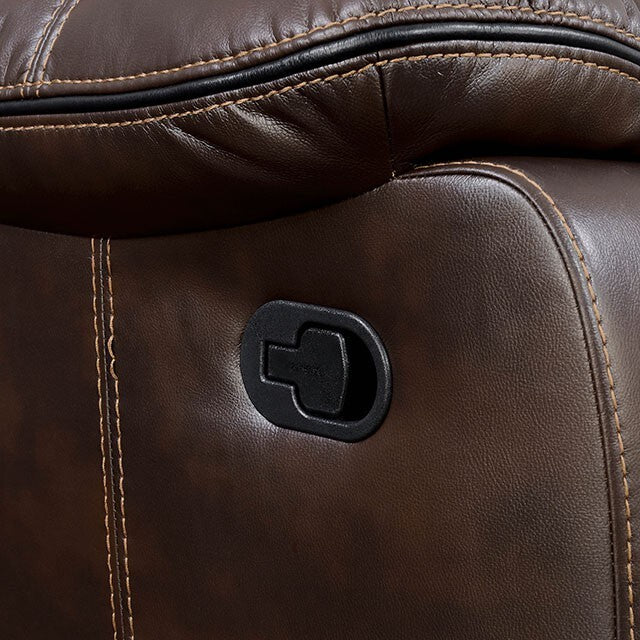  Furniture of America Pollux Reclining Leather Look Loveseat CM6981BR-LV-CT IMAGE 3