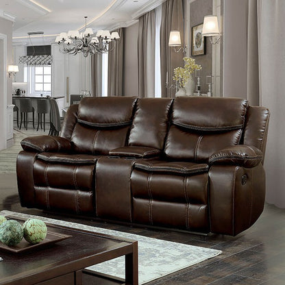  Furniture of America Pollux Reclining Leather Look Loveseat CM6981BR-LV-CT IMAGE 5