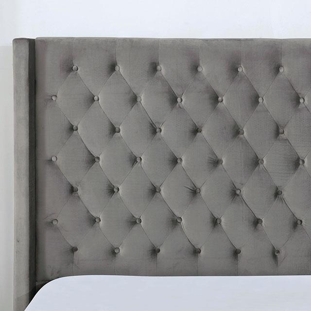  Furniture of America Ryleigh California King Upholstered Platform Bed CM7141GY-CK-BED IMAGE 2