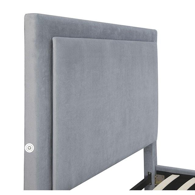 Furniture of America Erglow CM7695GY-EK-BED-VN E.King Bed, Gray IMAGE 4