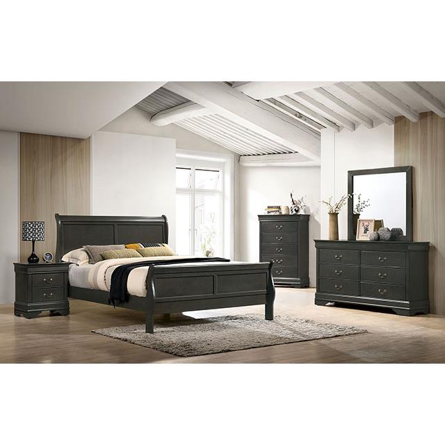  Furniture of America Louis Philippe Queen Sleigh Bed CM7966GY-Q-BED IMAGE 2