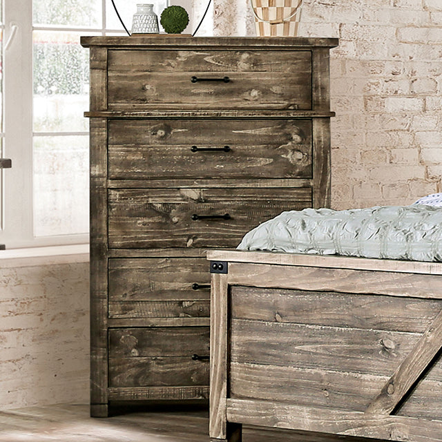  Furniture of America Woodburn 5-Drawer Chest EM7071BR-C IMAGE 1