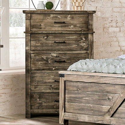  Furniture of America Woodburn 5-Drawer Chest EM7071BR-C IMAGE 1