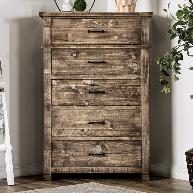  Furniture of America Woodburn 5-Drawer Chest EM7071BR-C IMAGE 3