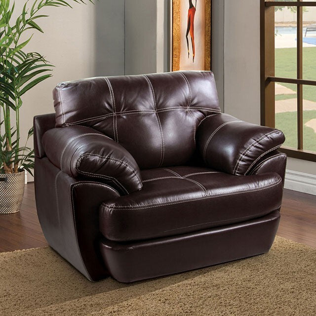 Furniture of America Morton Stationary Leather Chair SM6603-CH IMAGE 1