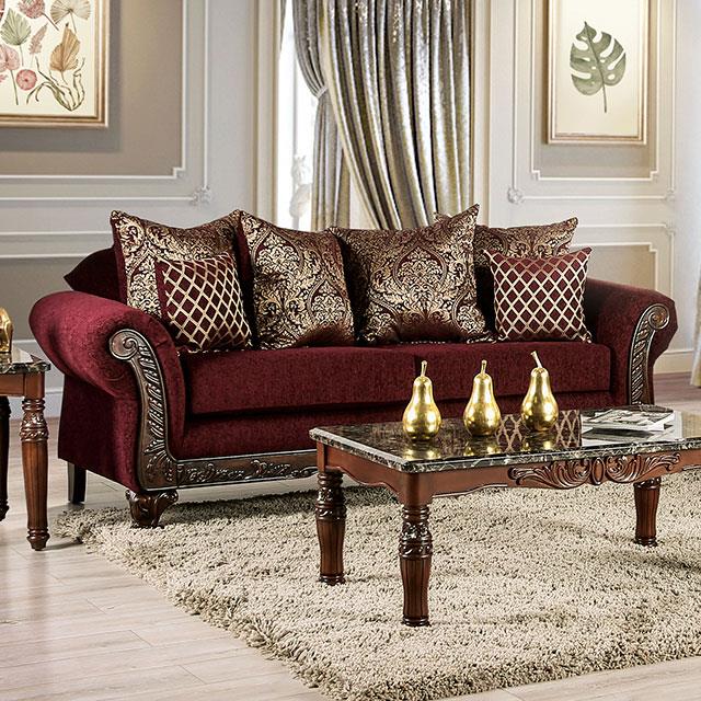  Furniture of America Letizia Stationary Fabric Sofa SM7757-SF IMAGE 1