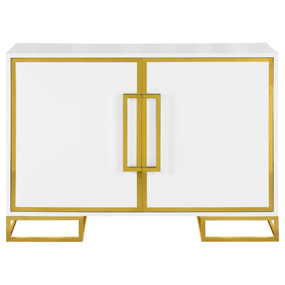 Coaster Furniture Elsa 959594 2-door Wood Storage Accent Cabinet - White and Gold IMAGE 2