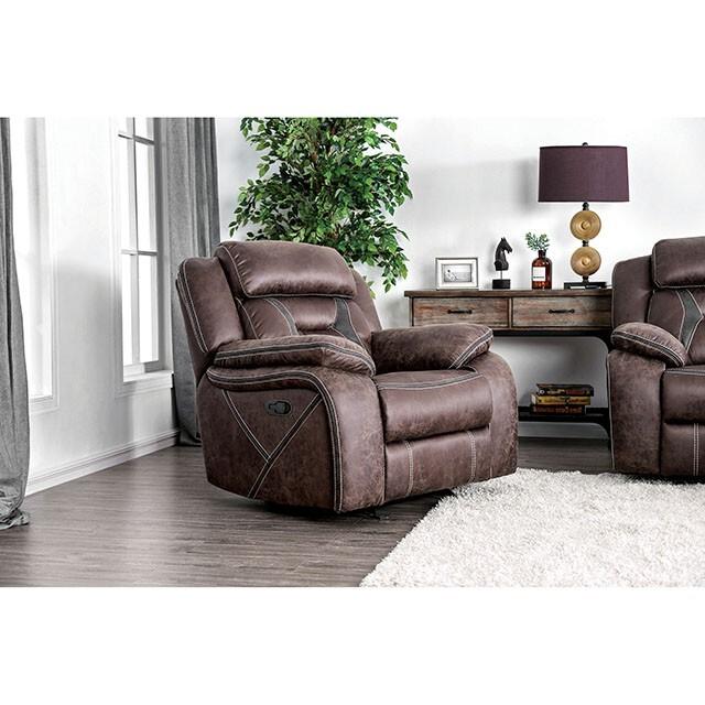  Furniture of America Flint Leather Look Recliner CM6565-CH IMAGE 2