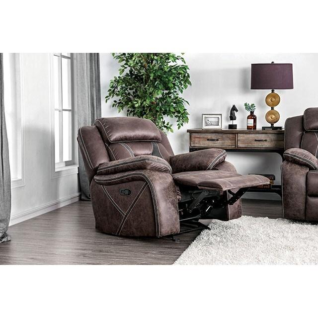  Furniture of America Flint Leather Look Recliner CM6565-CH IMAGE 3