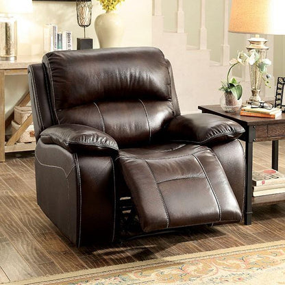  Furniture of America Ruth Leather Match Recliner CM6783BR-CH IMAGE 1