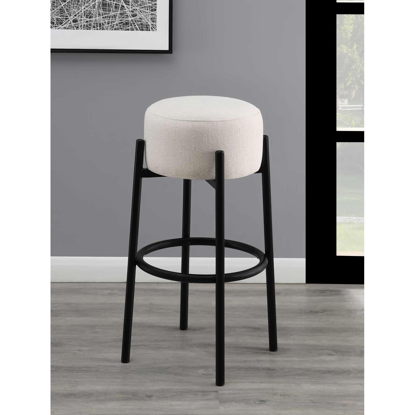  Coaster Furniture Leonard 182176 Upholstered Backless Bar Stool - White IMAGE 2