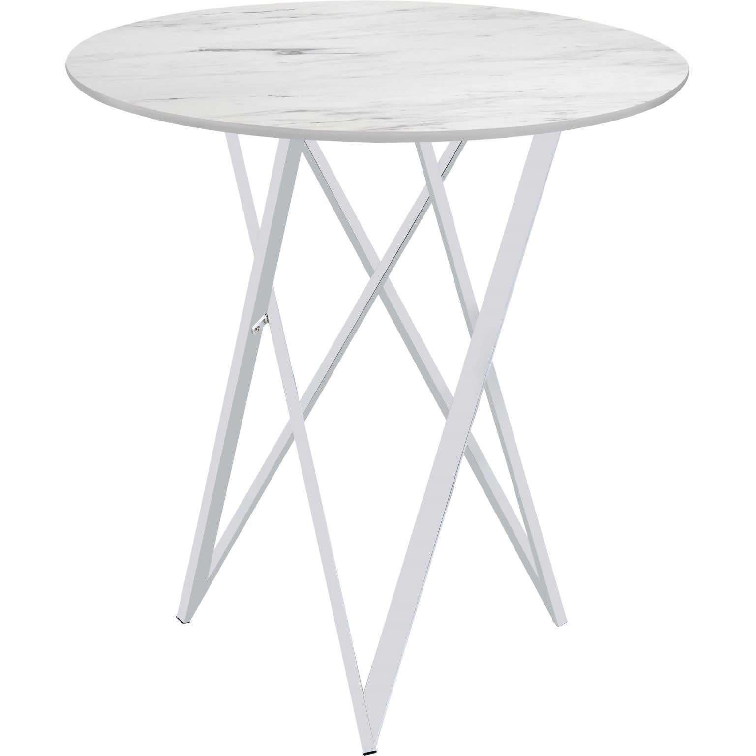 Coaster Furniture Bexter 183526 Round 35-inch Faux Marble Bistro Bar Table - Chrome IMAGE 3