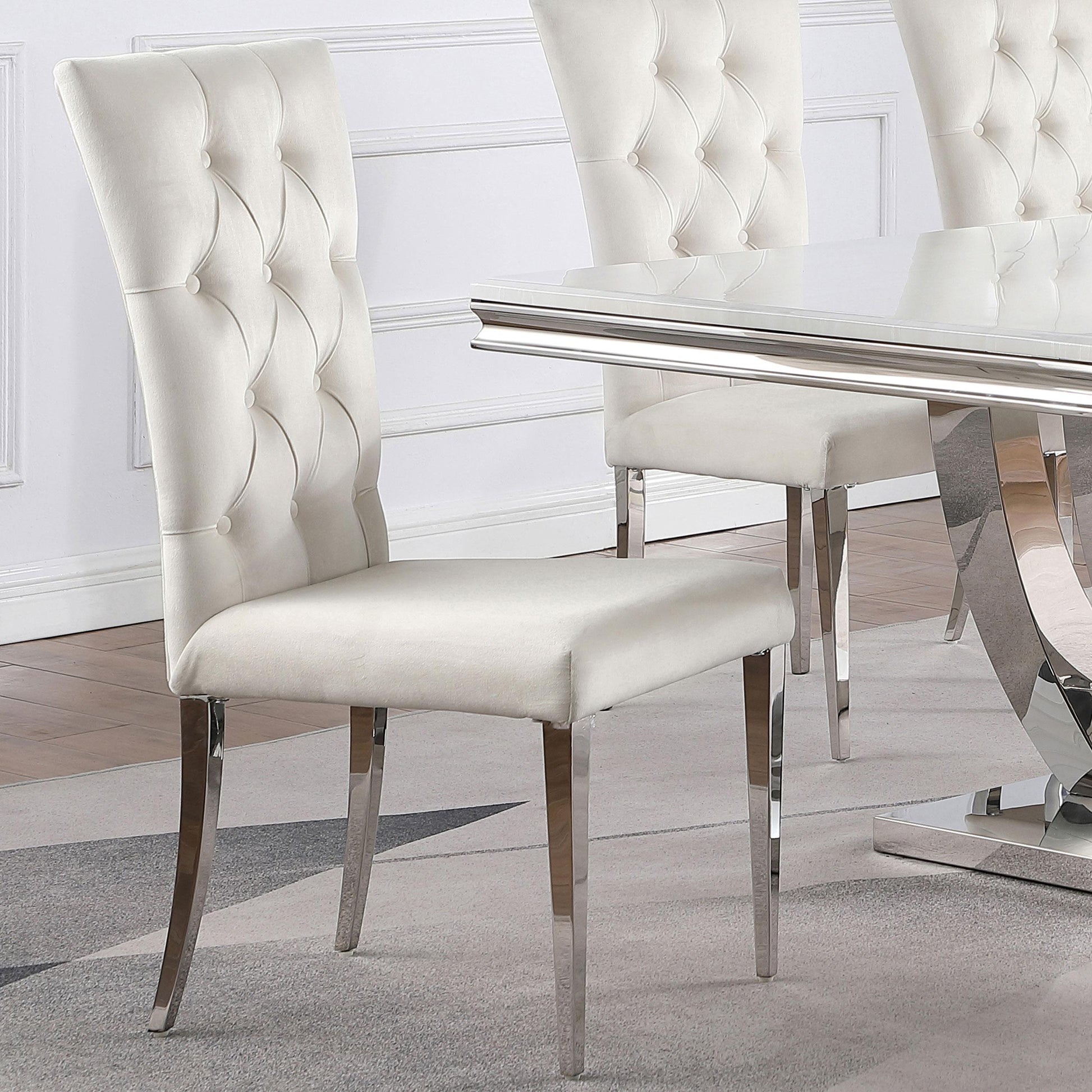 Coaster Furniture Kerwin 111102 Velvet Upholstered Dining Side Chair - White IMAGE 9