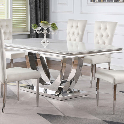 Coaster Furniture Kerwin 111101 Rectangular 71-inch Stone Top Dining Table - White IMAGE 4